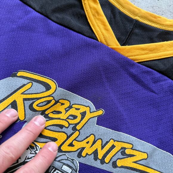 Men's Vintage Signed Robby Glantz Int'l Power Skating Purple Hockey Jersey Sz M - Picture 3 of 8